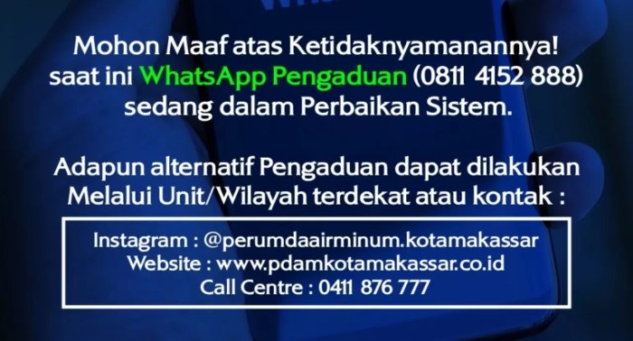 Lokasi dan nomor telepon Pdam Makassar terbaru